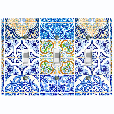Patterned 3 - Gang Toggle Light Switch Standard Wall Plate