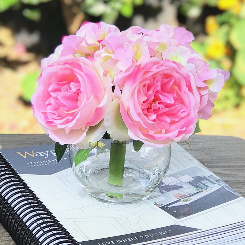 Silk Mixed Arrangement in Vase, Pink