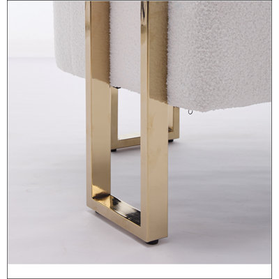 TS Modern decorative chair, living room side chair with gold metal legs, no wheels, suitable for dressing area, reception room, office,Teddy fleece upholstered metal foot sofas 2PCS White