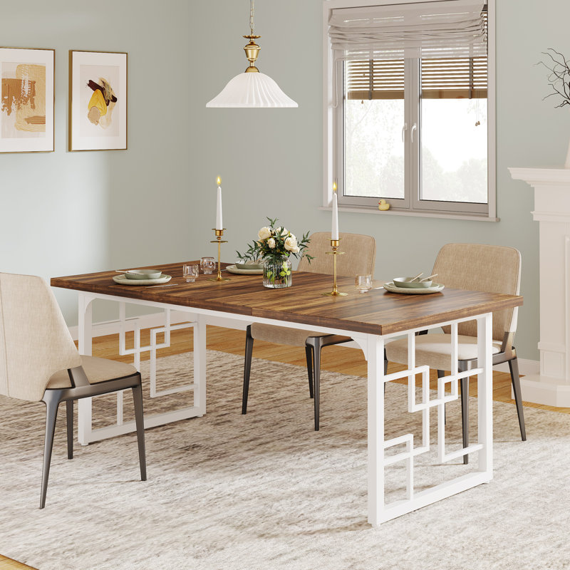 Rectangular 160Cm L x 80Cm W Dining Table, White, Brown