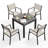 5 Pieces Expandable Patio Dining Set, Never-Rust Aluminum Outdoor Dining Table Set, 32"-65" Extendable Dining Table and Stackable Textilene Dining Chairs for Garden, Deck, Indoor, Limed Oak