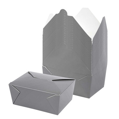 Restaurantware Paper Food Box 50 Count 90 Oz Leakproof Paper Lunch Box Greaseproof Food Container Tab-Lock Design 8.5 x 6.2 x 3.5 Inches Gray