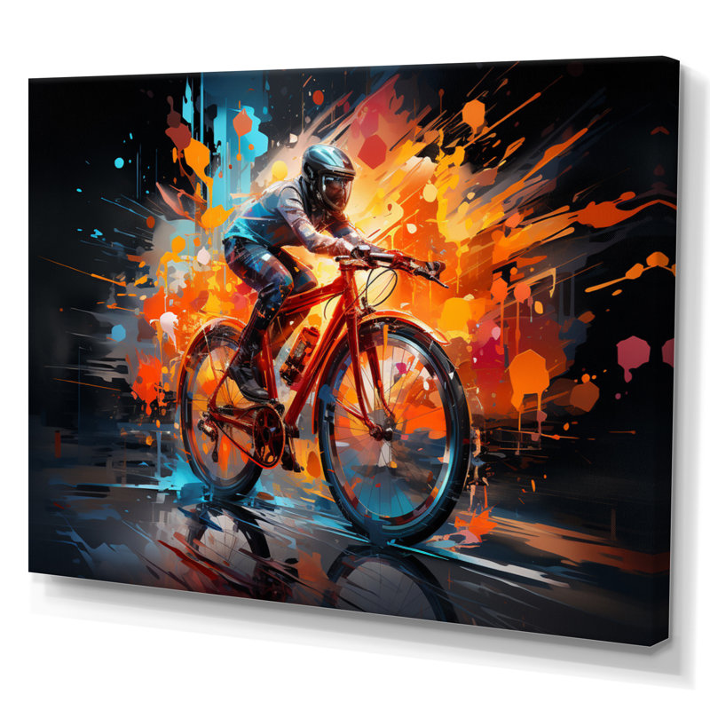 Vélo abstrait Fusion An - transport, art mural, salon, H 12 po x l 20 po x P 1 po, Toile tendue