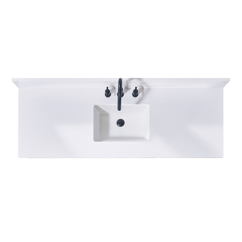 Andalo 61" Single Bathroom Vanity Top in Snow White with Sink