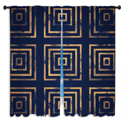 Squares Window Curtains  Geometric Steampunk Drapes - 2 Panels