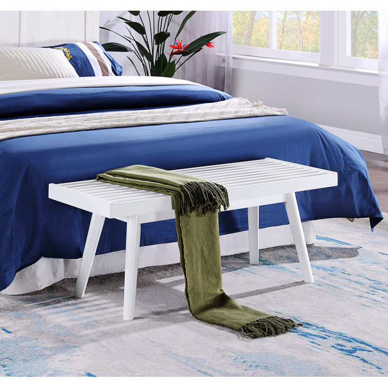 Banc en bois Cailob, H 17,55 po x l 41,35 po x P 16,55 po, White