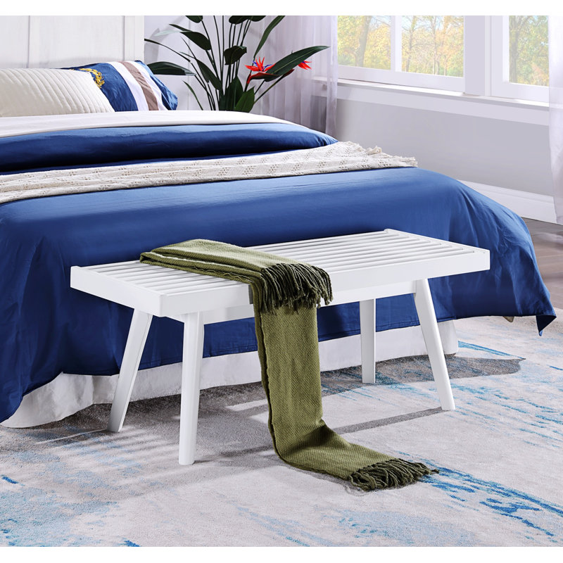 Banc en bois Cailob, H 17,55 po x l 41,35 po x P 16,55 po, White