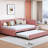 Upholstered Daybed With Trundle - Pink Linen Beat Full Sized Trundle, Linen, No Box Spring For An Attractive Bedroom-1846145958