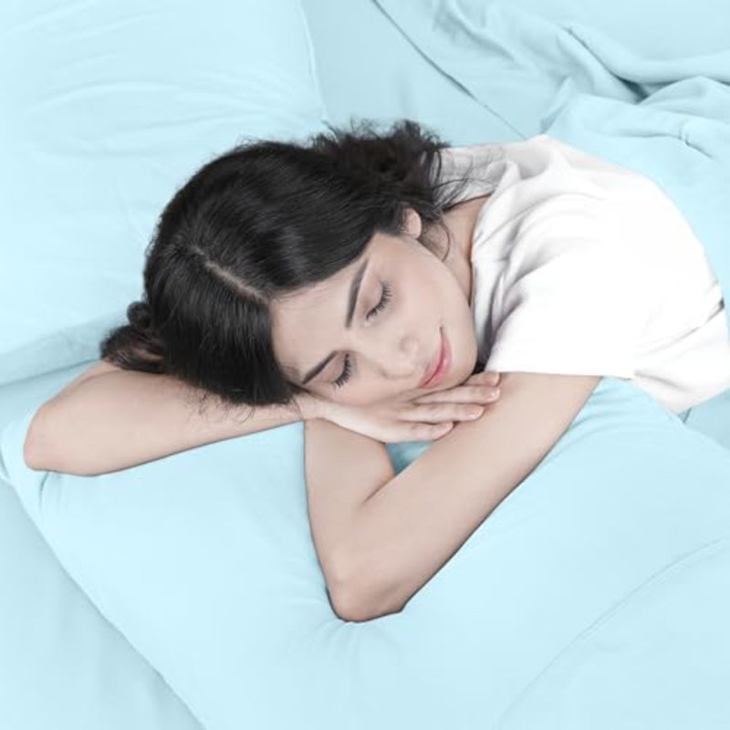 Full Sheet Set – 4 Piece Bed Sheets For Full Size Bed, Soft And Breathable Microfiber, Includes 1 Fitted Sheet, 1 Flat Sheet And 2 Pillowcases (Ice Blue)