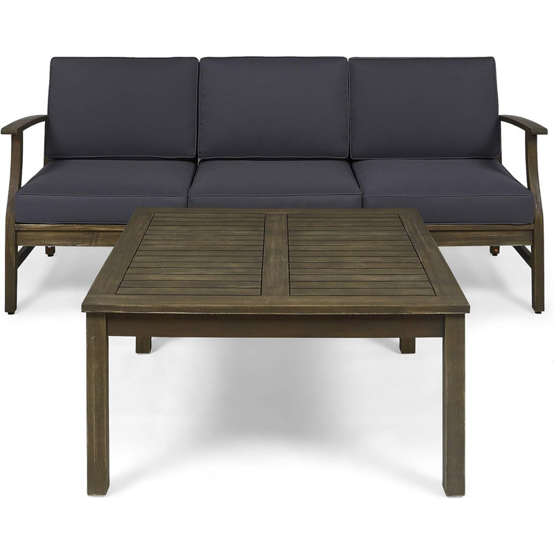 Ensemble de canapé 3 places et table Perla, gris foncé