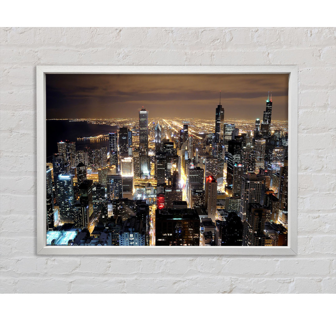 Chicago Skyline Nights - Einzelbildrahmen Kunstdrucke auf Leinwand