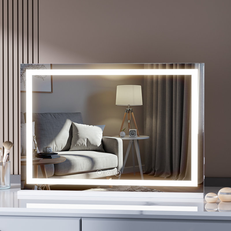 Miroir rectangulaire à DEL, contrôle de la température en continu 3 couleurs et intensité variable , Blanc