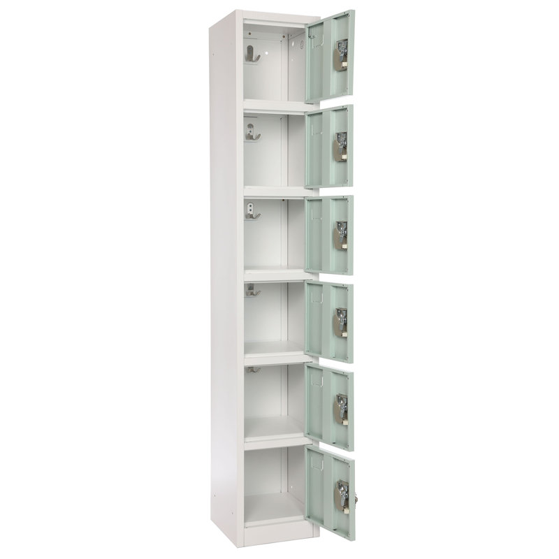 Misty Green Steel 6-Door Storage Locker with Key Lock