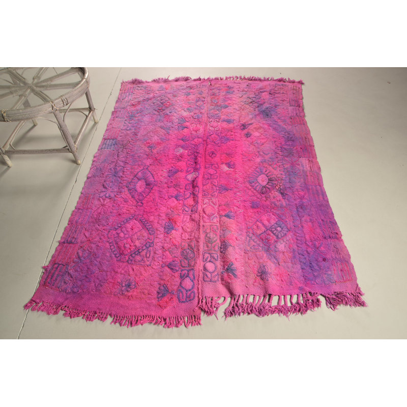 Tapis vintage rose Herki Oushak en rose pour le bureau ou les espaces intérieurs - 8098