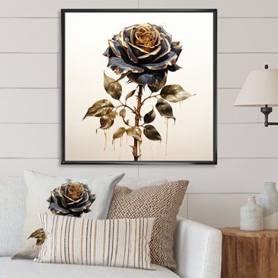 «Vintage Rosegold Elegance I», art mural rose
