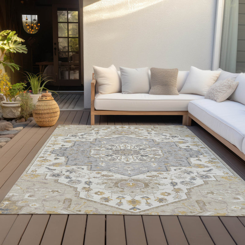 Tapis intérieur / extérieur lavable à la machine Chayden ACN985, Rectangle de 10 pi x 14 pi