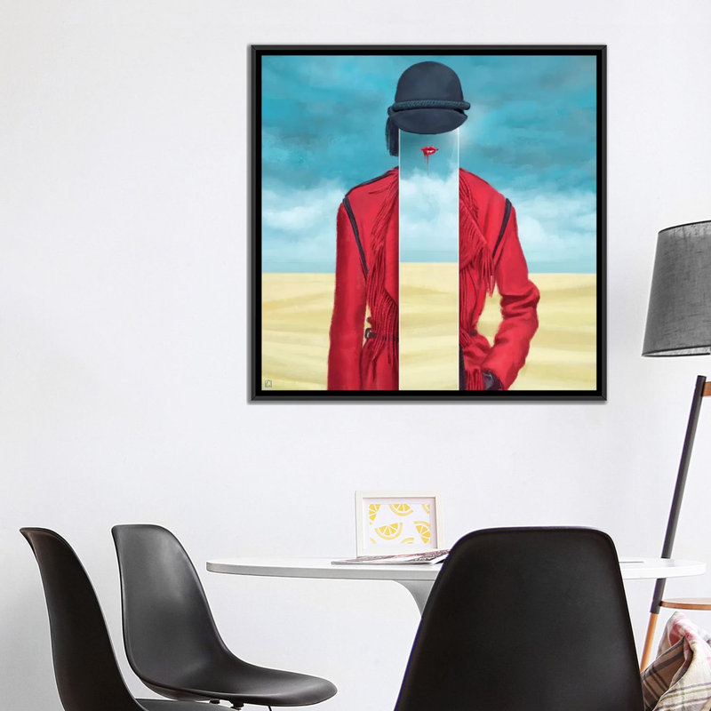 Rose du désert, impression sur toile tendue, H 37 po x l 37 po x P 1,5 po, Toile avec cadre noir, Pas de tapis