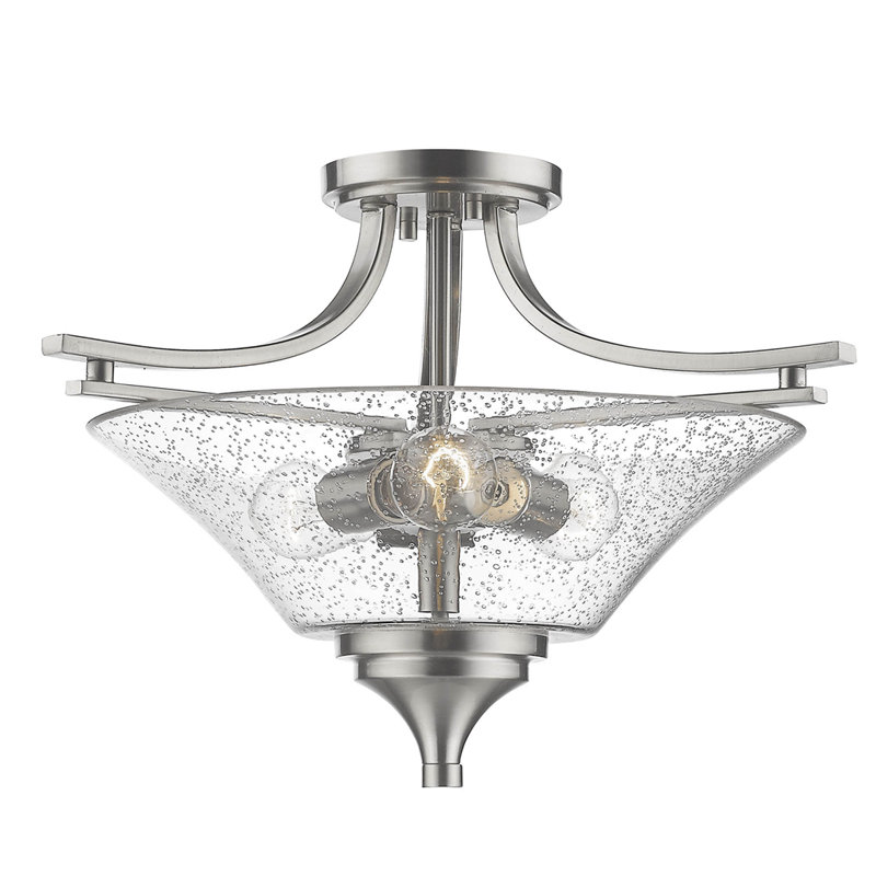 Wilma Glass Semi Flush Mount, Satin Nickel