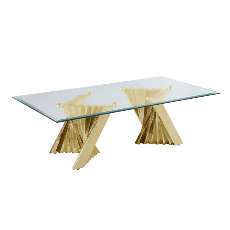 Ensemble de tables basses 3 pièces Johany, Doré