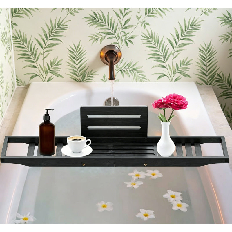 Plateau de baignoire en bambou, plateau de table de baignoire pour baignoire, Black