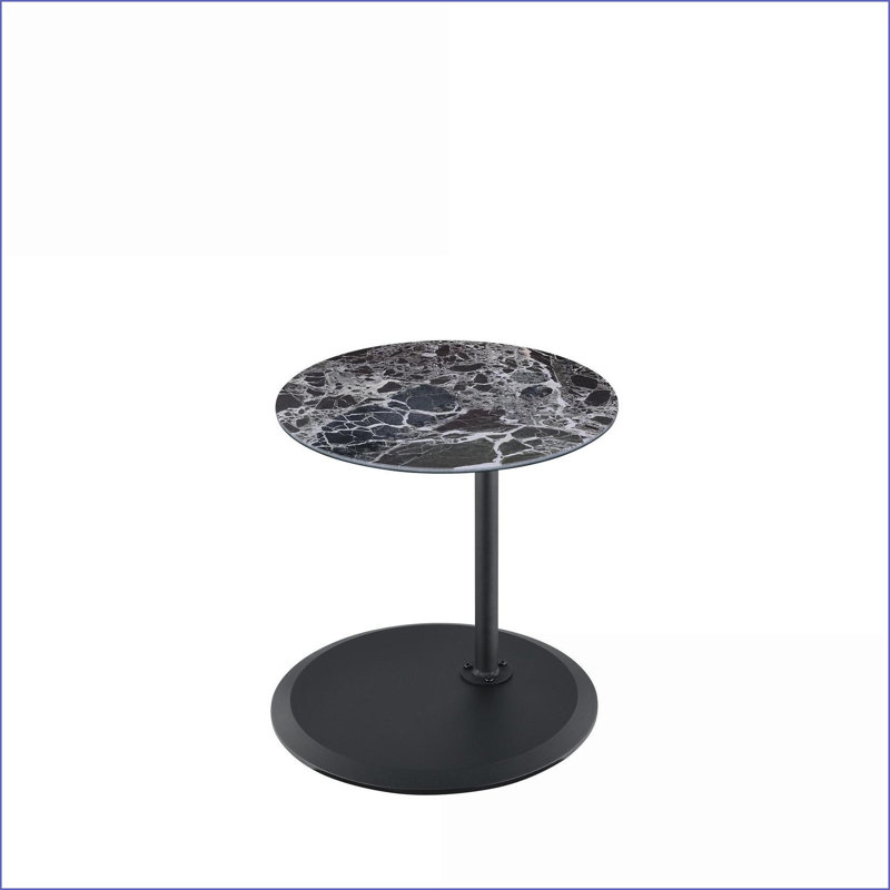 Table basse en marbre noir à hauteur ajustable de 16 à 26 po avec plateau texturé 3D, pince compacte et facile