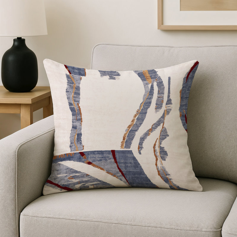 Coussin décoratif intérieur et extérieur Modern, Gris abstrait 6, Carré 18 po