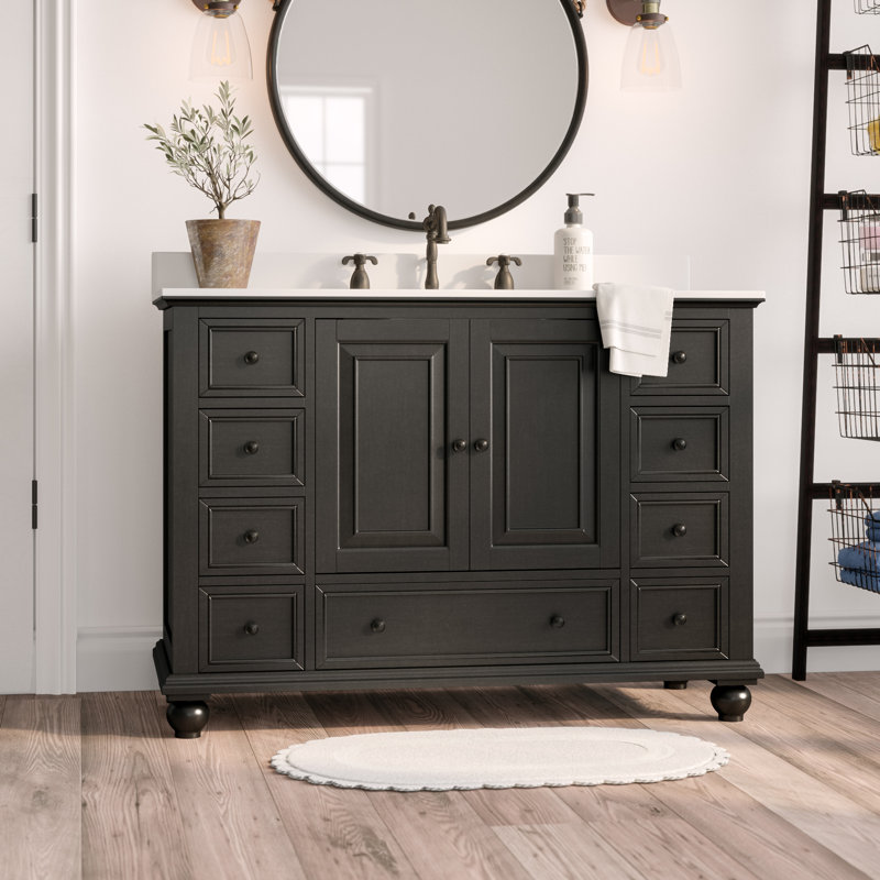 Base de meuble-lavabo simple 48 po Magruder, Glacis gris anthracite