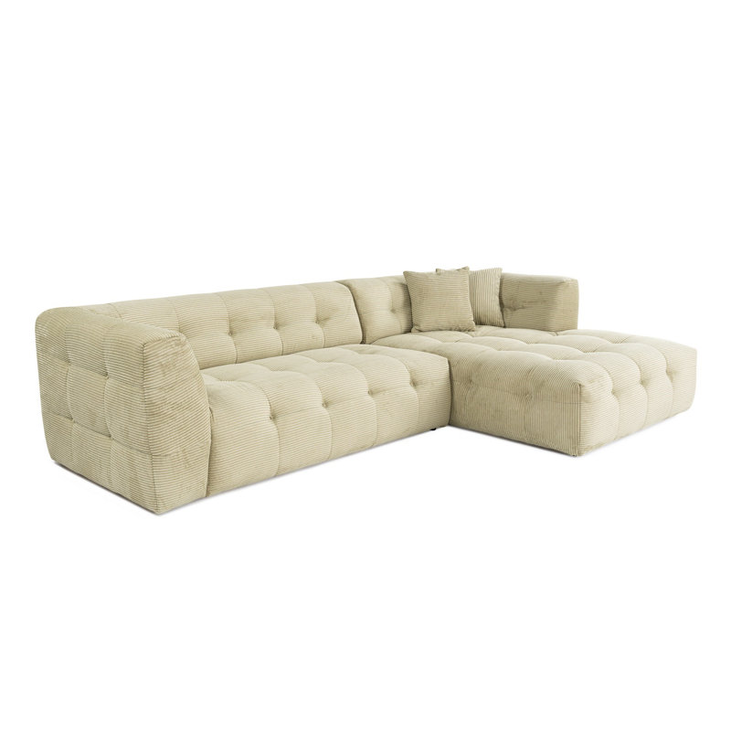 Stylish Corner Sofa, Green Fabric, 118 x 59 x 28.3 inches | Durable Beech Wood & Chipboard Frame, 100% Polyester, 28 DNS Foam Back Support | Fixed Cushions, Easy-Clean Fabric, Perfect for Modern Living Rooms