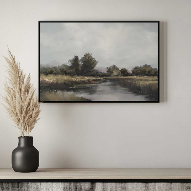 «Spring River» par Garima Dhawan, reproduction d'art sur toile, H 12 po x l 16 po, Cadre flottant, Brun