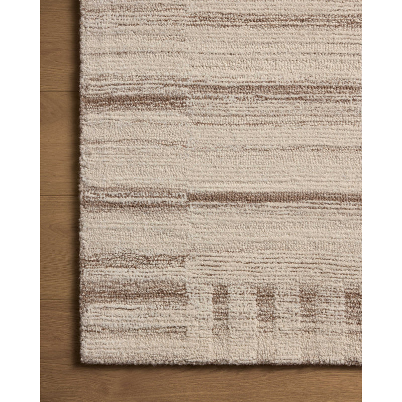 Natural Oatmeal Hand-Tufted Wool Rectangular Rug 2'3" x 3'9"