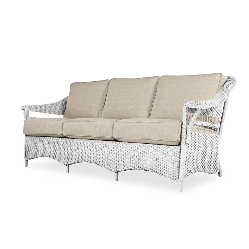 Nantucket Outdoor 3 - Seat Patio Sofa, Bamboo Bay Meadow, White