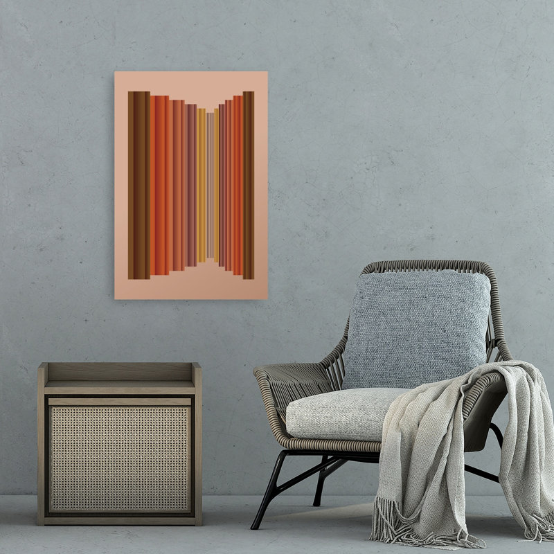 Impression d'art contemporain abstrait géométrique chaleureux, 36" H x 24" W