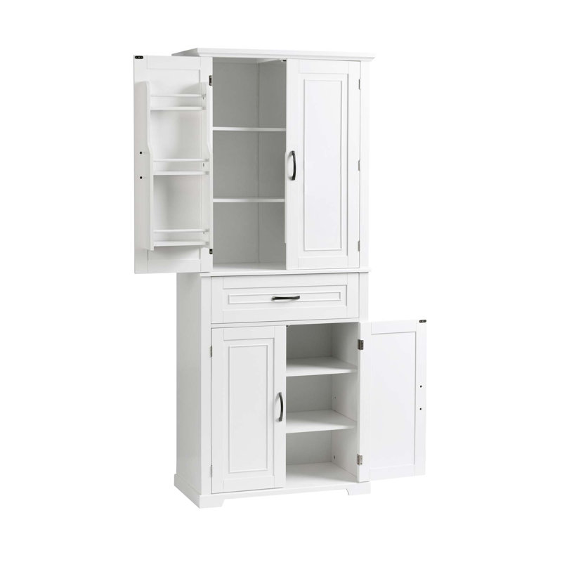 Dorry 72"H Bathroom Storage Cabinet with Adjustable Shelf and Drawer Multiple Storage Space Closet System, White