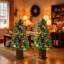 Ensemble de 2 sapins de Noël artificiels en pin de 1,20 m préilluminés avec lumières DEL bicolores et télécommande pour la décoration intérieure
