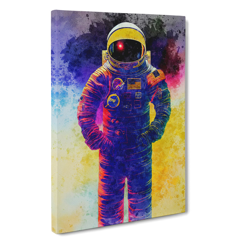 Astronaut In Watercolour No.4 - Wrapped Canvas Print, 50cm H x 35cm W x 3cm D