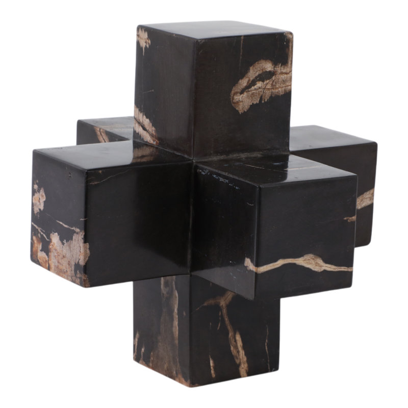 Petrified Wood Bold Jack Sculpture Decorative Object - Sculptural Statue For Home Decor Or Shelf Accent - Figurine Decorations For Living Room Or Office Decor - 8", Black & Brown