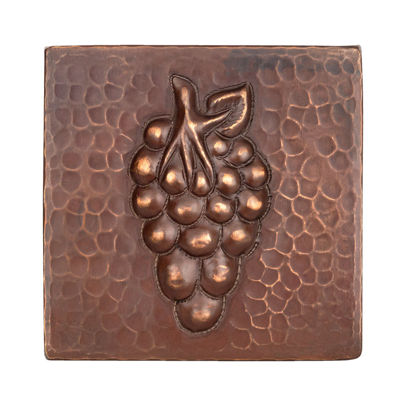 4" x 4" Hammered Copper Grape Tile