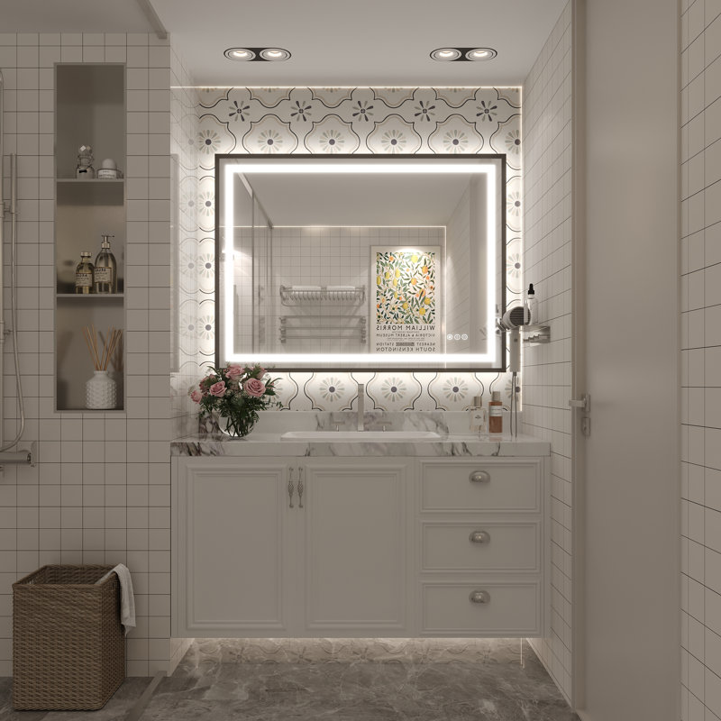 Miroir de salle de bain Molly Framelss, 40 po x 30 po, Noir