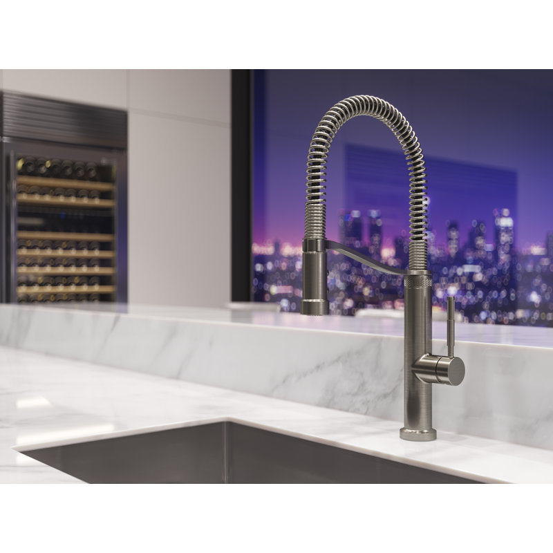 Pull Down Single Handle Kitchen Faucet, Stainless Steel