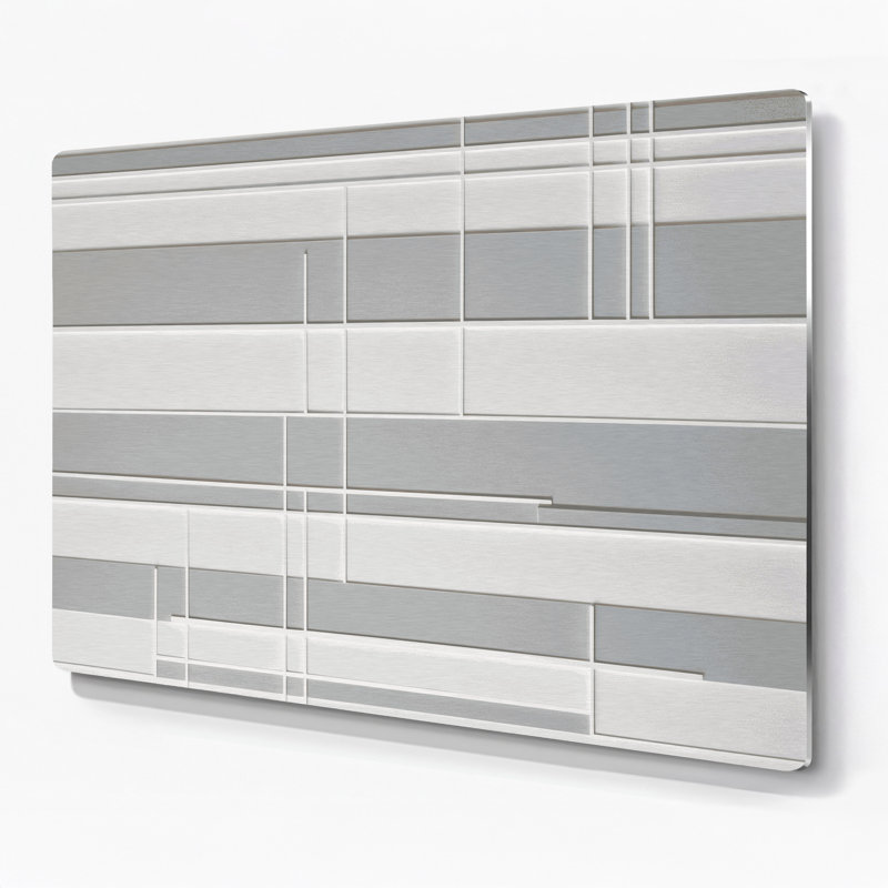 Minimalisme 3, art mural gris en métal, H 12 po x l 18 po