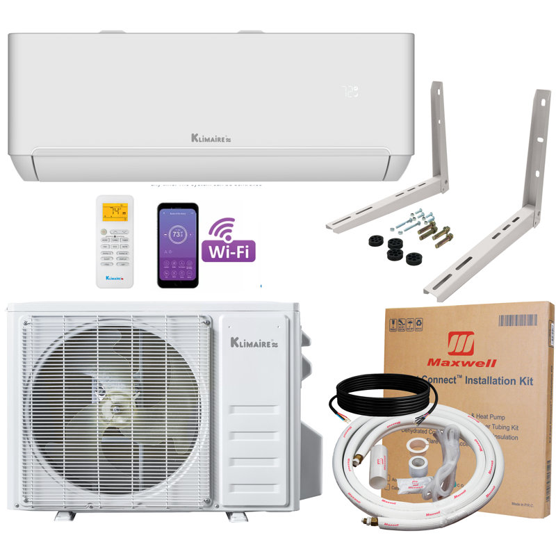 Klimaire 12,000 BTU White Wall Mount Ductless Mini Split with Heater and Remote