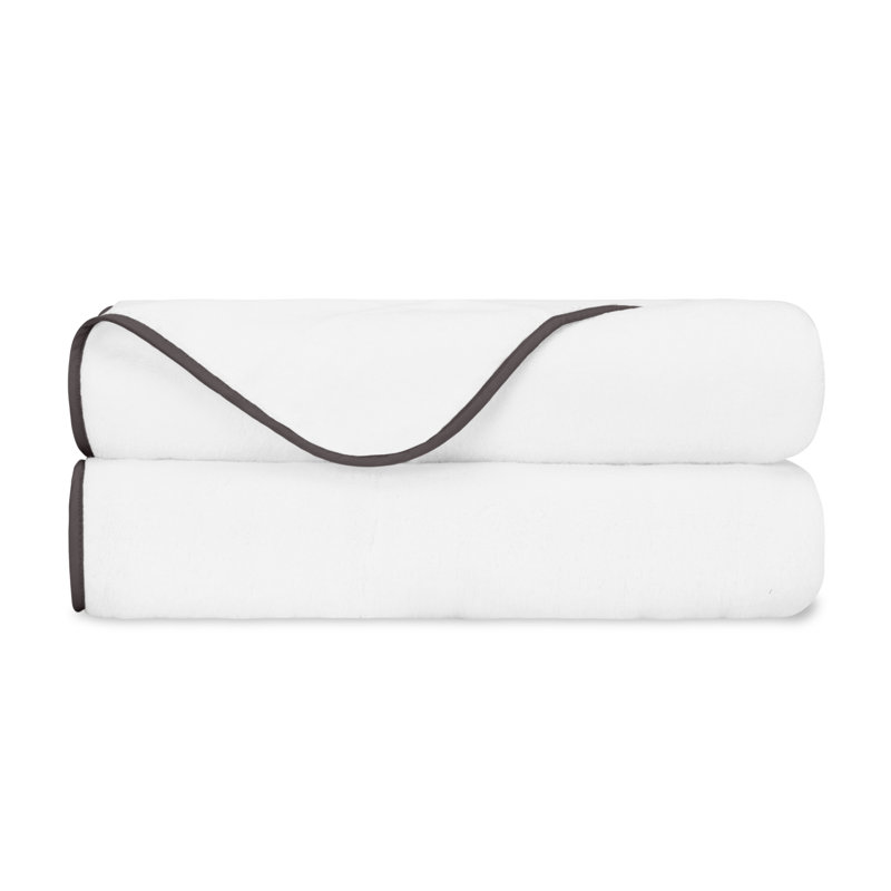 Bodrum 2-pc Bath Towel Set, White/Grisaglia Gray