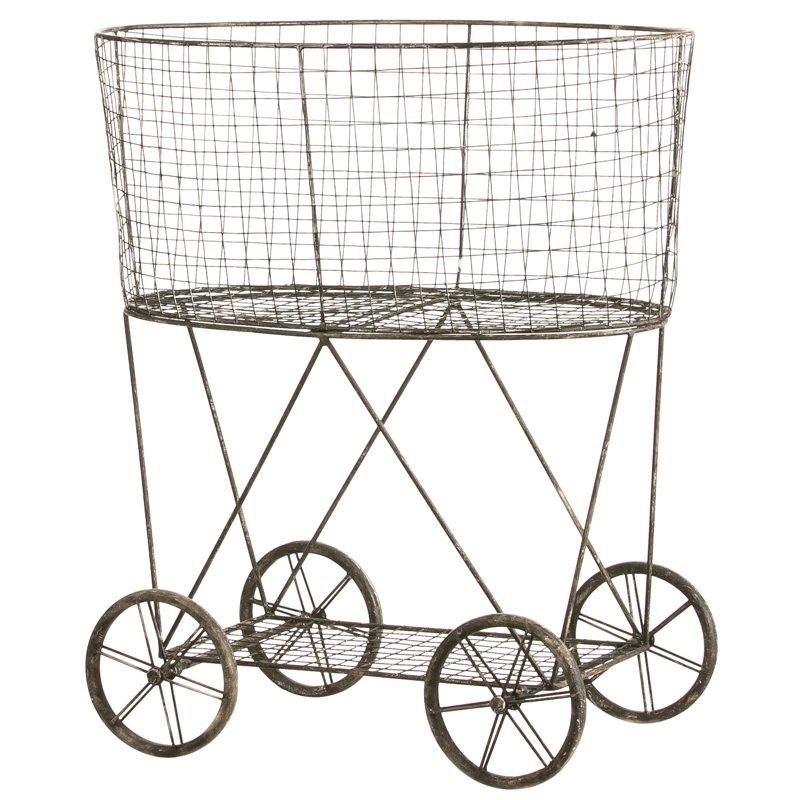Panier de rangement en métal sur roulettes