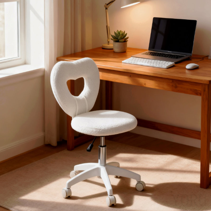 Chaise de bureau, chaise de bureau avec roues pivotantes, blanc