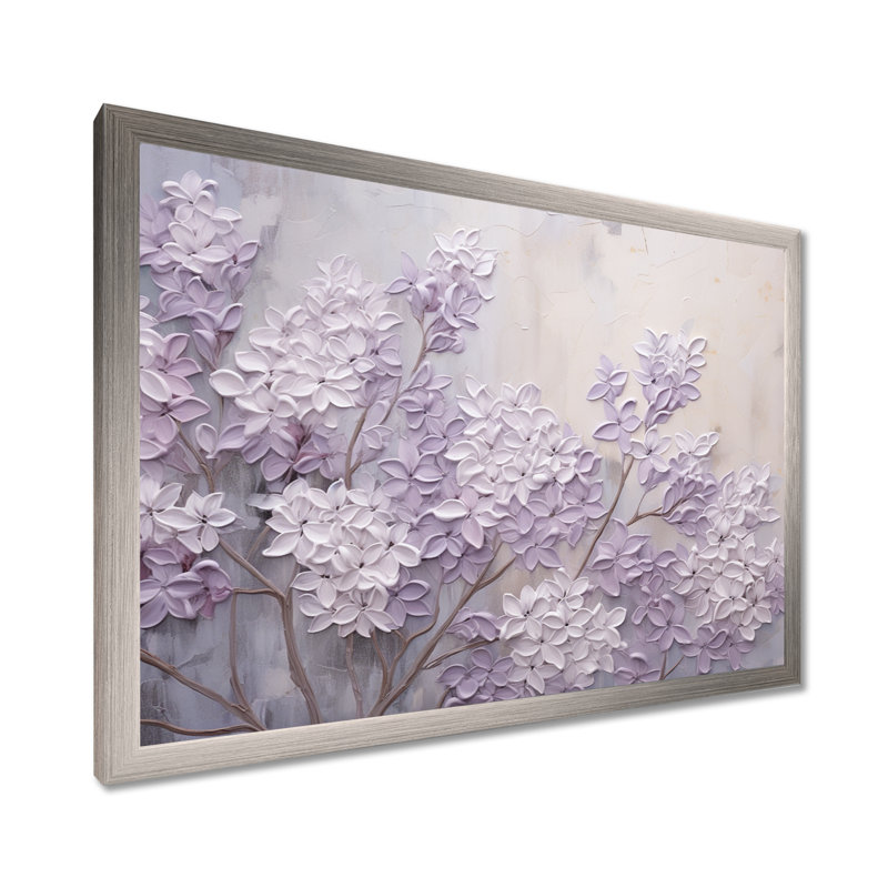 Blooming Lilac Melody I On Canvas Print, Single Picture Framed, 16" H x 32" W, Silver