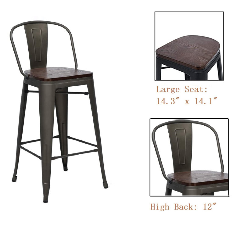 Burney Counter Stool with Metal Frame, Brown, Counter Stool (24” Seat Height)
