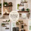 Ensemble de 2 tablettes flottantes en bois d'acacia massif - Rangement mural rustique avec supports de fixation-1915334958-1915334956