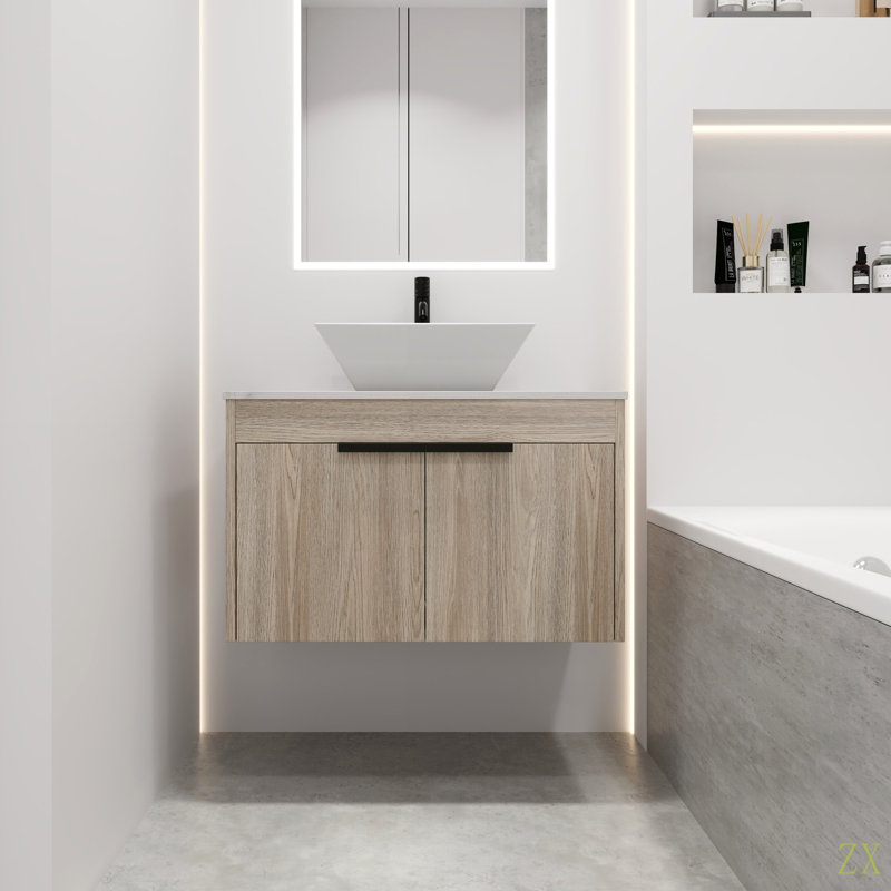 Ensemble de meuble-lavabo flottant 30 po avec lavabo en céramique 30 po Modern Design, 30"