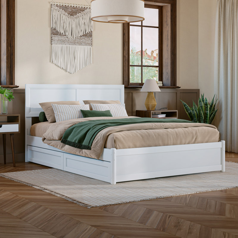Astley Wood Panel Storage Bed, Full, White