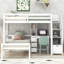Lit mezzanine avec lit autonome, escalier de rangement, bureau, tablettes et tiroirs-114803563